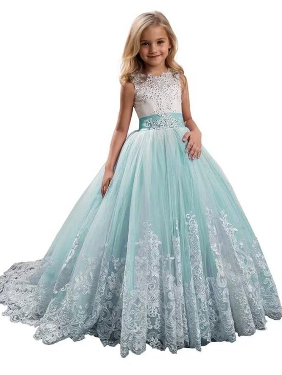 6T NWOT Mint Green and White Lace Applique Princess Style Christmas Dress - Picture 1 of 16